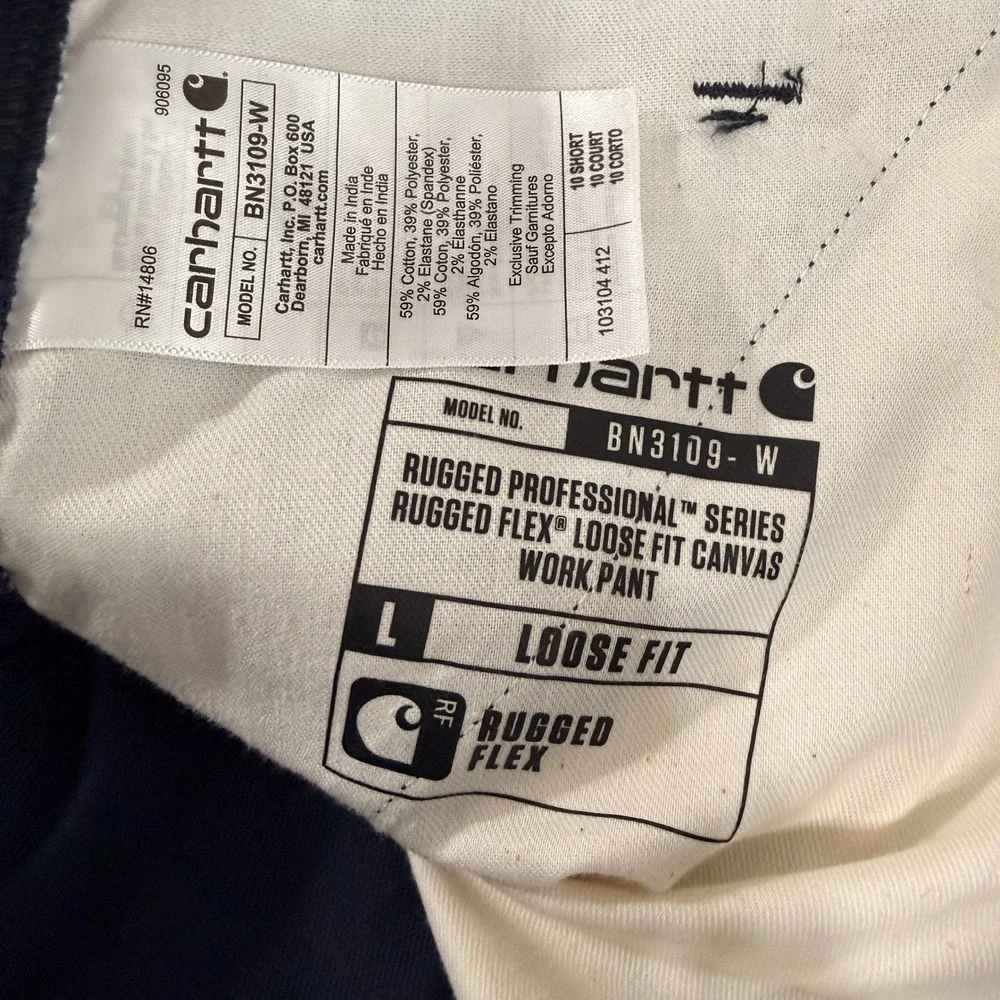 NEW Carhartt Work Pant Women 10 Short Blue Rugged Flex Canvas BN3109-W